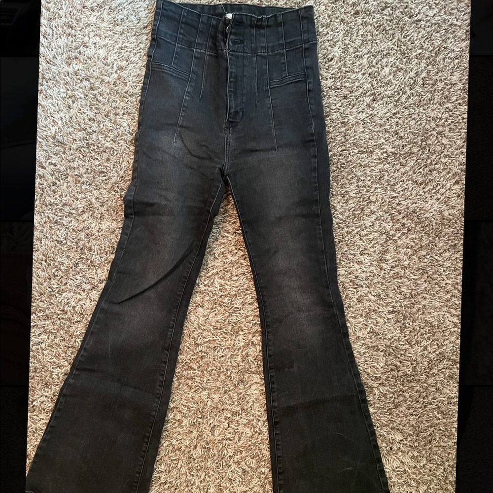 Black Denim Bell Bottoms — Free People